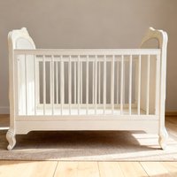 Europe White Soft Upholstered Platform Luxury Removable Fence Newborn Kids Wooden Baby Crib Bed