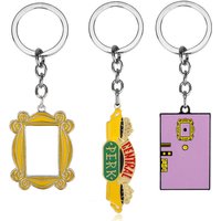 Friends TV Show Keychain Central Perk Coffee Time Photo Frame Pendant Necklace For Best Friend Car Backpack Keyring Jewelry Gift