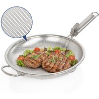 tastyWay Metal Grill Pan with Removable Handle, Outdoor Grill Lid and Grill Tray, Suitable for Vegetables, Seafood, and Meat