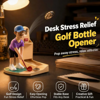 Golf Ball Themed Bottle Opener Automatic Beer Bottle Opener With Golf Swing Cap Launcher Men Fun Golf Gift Novelty Bar Accessory