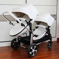 Neuer Eierschalen-Zwillings-Kinderwagen, Zwei-Wege-Zwillings-Kinderwagen, 2-in-1-Zwillings-Kinderwagen, doppelter Schlafkorb mit verstellbarem Winkel