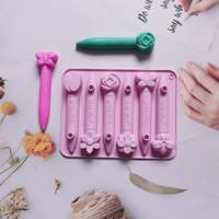 6 Cavity Cartoon Animal Theme Crayon Mold Chocolate Jelly Pudding Mold Drop Glue Diy Homemade Pencil Silicone Mold Baking Tools