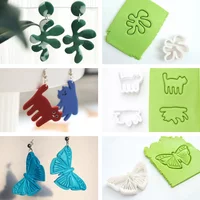 Triangle Flower Leaves Pattern Clay Cutter Bird Cat Shaped Polymer Clay Mold DIY Jewelry Embossing Shape Pottery Cutting Tools