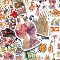 50pcs Cartoon Spanish Aesthetic Stickers Decals For Laptop Scrapbook Skateboard Helmet Suitcase DIY Graffiti Decoration Stickers