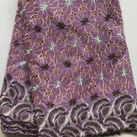 Purple African Swiss Voile Cotton Lace Fabric 2026 High Quality 5 Yard Embroidered Nigerian Lace Fabric Elegant Dress for Sewing