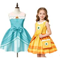 2026 New Movie Rosalina Princess Peach Dress for Girls Cosplay Costume Kids Birthday Party Dress Up Children Halloween Clothing