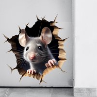 Gray Melancholy 3D Effect Probe Mouse Hole Living Room Bedroom Entrance Home Background Wall Decoration Wall Sticker