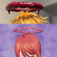 Anime Makima Cosplay Chainsaw Cos Red Large Intestine Headwear Terrifying Role Play Props Accessories with Wig Women Halloween
