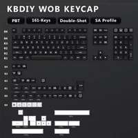 KBDiy 161 Keys PBT SA Profile GMK Keycap for Mechanical Keyboard Keycaps Set Black Custom Double Shot ISO 7U for GMK61 64 87