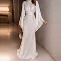 Simple Elegant Mermaid Wedding Dresses Woman's Appliques Flare Sleeve Ruffles Bride Gowns Customized Vestidos De Novia Muslim