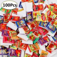 100Pcs Wholesale Bulk Kawaii Miniature Potato Chip Snack Bag Resin Charms Food Pendants for Keychain Earrings DIY Jewelry Make