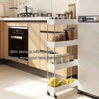 Multi-layer Movable Slim Gap Storage Cart Slide Organizer Shelf Rack for Living Room Bathroom Kitchen Rolling Storage