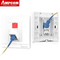 AMPCOM 86*86mm Angled Faceplate with a Fiber Optic Coupler Bracket,Suitable for Fiber Optic,RJ45&RJ11,Telephone Keystone Modules