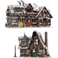 Spot MOC58700 three small winter houses 94936 winter country hotel small particle assembly building blocks Christmas model toys