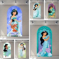 Disney Princess Jasmine Aladdin's lamp Cartoon Kid Birthday Party Arch Backdrop Custom Child Photography Poster Decor Background