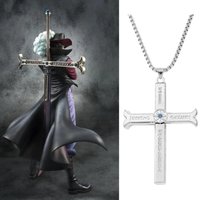 Anime Dracule Mihawk Cross Knife Pendant Necklace Metal Fashion Jewelry for Men And Women Cosplay Accessory Gift