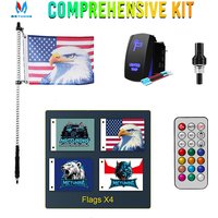 MICTUNING 4FT RGB+IC LED Whip Lights COB Lamp Beads Dynamic Lighting waterproof & Bendable with Remote Control Flags Kit for Car