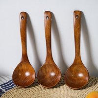 Wood Soup Spoon Wooden Long Soup Ladle Rice Sugar Spoon Porridge Spoon Natural Wooden Spoon for Eating Mixing Kitchen Set Tool