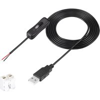 DC 2-pin USB Cable with ON/Off Switch USB A to 2 Pin 2 Bare Wire Charge Cable Connector for 5V/LED Desk Lamp/USB Fan/LED Strips