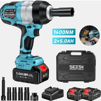 Seesii Echter 1400 Nm Akku-Schlagschrauber, 1750 U/min, Hochdrehmoment-Schlagschrauber 1/2 Zoll, 2 x 5000 mAh 21V für Autoreparaturen