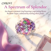 Exquisite 95% Pure Silver New Model with Seven-Color Zirconia Gemstones Princess Ring - Engagement Ring