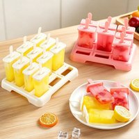 Portable Reusable Ice Cream Popsicle Mold Creative Design DIY Homemade Ice Box Cube Shape Plastic Stick Popsicle Mold Cube Tray