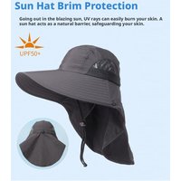 Sun Hat with Neck Flap UPF 50+ Wide Brim Waterproof & Breathable Blocks 98% UV Rays, Adjustable Chin Strap for Hiking, Fishing