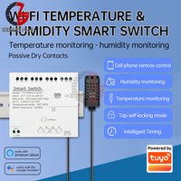 Tuya WIFI Smart Switch DC 7-32V/AC 85-250V 10A Temperature and Humidity Sensor 12V 24V 110V 220V Switch Relay APP Remote Control