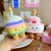 ▶1Pcs Cartoon Cake Plush Keychain Kawaii Creative Birthday Cake Dessert Doll Pendant Backpack Decoration Accessories Toys Gifts