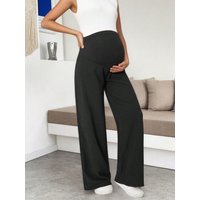 Maternity Women's Black Dress Leggings to Wear Under Dresses Wide Leg High Waist Over Belly Comfortable Casual Daily Leggings