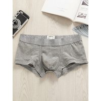 2pcs/lot SEOBEAN Men‘s Boxer underwear cotton skin-friendly breathable sports sports solid color tight low rise simple