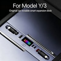 65W 5-in-1 Fast Charge Docking Station for Tesla Model 3 Highland 2024 Model Y Juniper 2025 Cigarette Lighter USB Hub Adapter