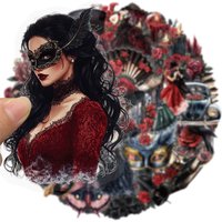 10/30/50PCS Black and Red Cartoon Mask Stickers Mysterious Masquerade Waterproof DIY Phone Car Goth Sticker Packs