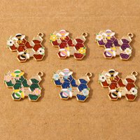 10pcs Cute Enamel Honeycomb Bee Charms Pendant for Making Neckalce Earrings DIY Jewelry Accessories Supplies