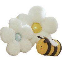 Super Soft White Flower Pillow Stuffed Lifelike Nordic Flower Decor Cushion Soft Cartoon Bees Plush Toy Sunflower Pillow for Her