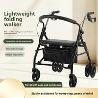 Rehabilitation Rollator Walker with Basket, Pushable Sit-able Elderly Walking Cart, Senior Grocery Mobility Trolley