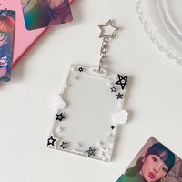 Id Card Case Glitter Photo Sleeve Protector Acrylic Photocard Holder Colorful Keychain Card Holder For Backpacks Handbags K-Pop