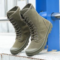 Men's 2026 High Top Canvas Hiking Boots Round Toe Lace-Up Rubber Toe Cap Gusseted Tongue Outdoor Trail Sneakers Luxury Sneakers
