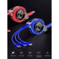 3 In 1 Micro USB Type C Charging Cable Multi Charger For Peugeot 206 307 308 207 3008 208 407 508 2008 5008 301