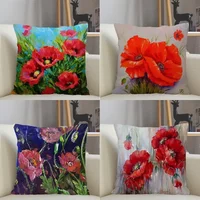 Poppy Pillowcase Home Decor Bedroom Living Room Square Throw Customizable