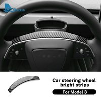 ABS Carbon Fiber Steering Wheel Frame Cover For Tesla Model 3 Highland 2024 Model Y Juniper 2025 Trim Car Interior Accessories