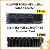 M.2 M KEY Nvme To 9 6 Ports SATA 3.0 Adapter PCIE 3.0 X2 Hard Disk Capacity M.2 NVME To SATA 3.0 Converter for Desktop