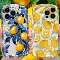 Lemon Wave Case for iPhone 16 E 15 Pro Max 14 13 12 Mini 11 Pro Max XS X 8 7 Plus Soft Liquid Silicone Shockproof Covers Funda