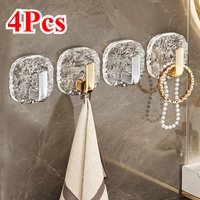 4Pcs Self-Adhesive Hooks Multi-Purpose Kitchen Bathroom Hooks Home Storage Racks Towel Holder