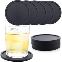 4pcs Durable 10cm Cup Mat Black Round Shape Silicone Coaster Heat Resistant Non-Slip Surface Round Coffee Cup Mat Tabletop