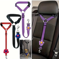 Reflective Solid Simple Adjustable Durable Dog Leash & Car Safety Traction Belt for Dogs with Retractable Headrest Nylon Rope
