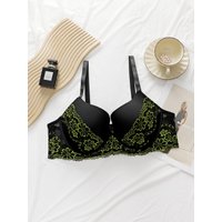 Large size bra black green gathered bra, anti sagging bra full cup bra lace sexy close fitting bra B2425