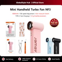 Mini Handheld Turbo Fan 100-Speed Adjustment Anti-Mistouch Type-C Fast Charge Ultra-Light 151g Portable For Outdoor Travel NF3