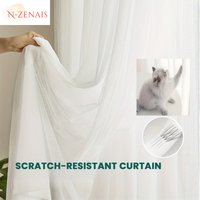 1pc White Tulle Scratch-resistant Privacy Semi Sheer Window Curtains for Living Room Dining Light Filtering Drapes for Bedroom