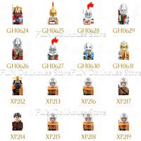 Medieval Castle King Lion Eagle Roman Knight Soldier Figure Military Building Block Shield Helmet Sword Spear MOC Bricks Boy Toy